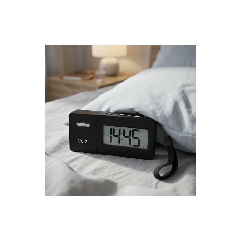 Humantechnik VC-2 Travel Radio Alarm Clock with Vibration, Loud Alarm