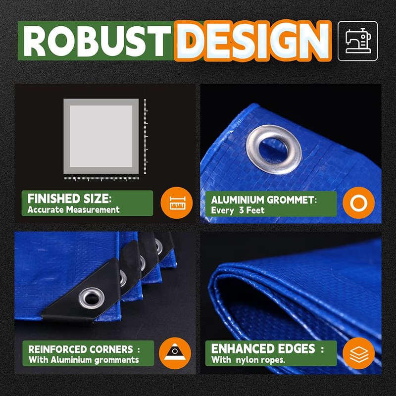 RAINDEWAY Small Tarps 4x6 Feet (2 Pack) 8 Mil, UV