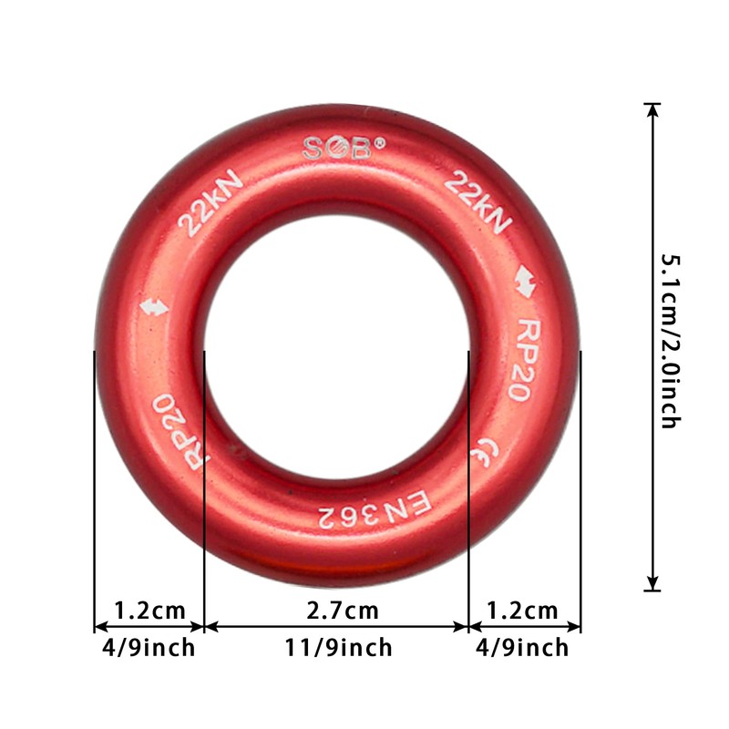 SOB Aluminum Rappel Ring Climbing Ring 40KN/22KN Pack of 2