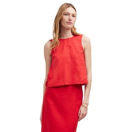 Madewell Women's Tie Back Linen Top, Rouge