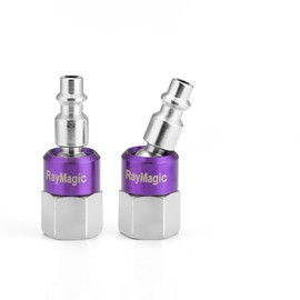RayMagic Industrial-Grade 1/4" Swivel Air Plug, 2-Pack 360° Swivel Steel Plug, 1/4-Inch NPT Female 18-Threads, Air Hose Fittings(Purple)