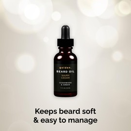 Golden Grooming Beard Oil for Men | Natural Growth Kit with Castor Oil, Jojoba Oil, and Olive Oil | Tames, Moisturizes & Styles | Warm Cedar Scent | 1oz