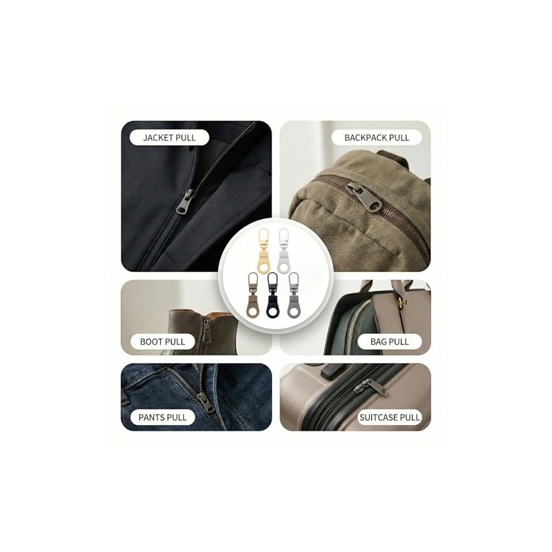 10PCS Adjustable Zipper Pull Replacement Set,Removable Zipper Pullers,Detachable Zippers Tabs