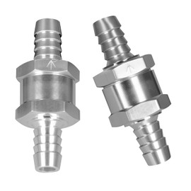 VehiMata 3/8" Fuel Check Valve, 2PCS OD 10mm One Way Bleeder Valve Inline Non Return for Diesel Gasoline Silver