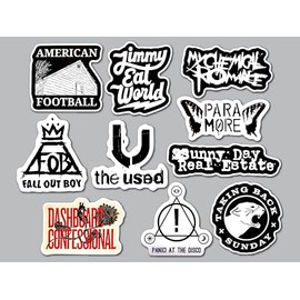 Emo Sticker Pack (10 Stickers) Set 1 pop Punk Post Hardcore Alternative Indie Rock Midwest Emotional skramz Melodic Revival Screamo emoviolence Vinyl Decal Water Resistant Album Art Underground Scene