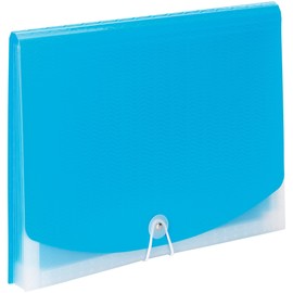 Smead Poly Expanding File, 6 Dividers, Flap and Cord Closure, Letter Size, Wave Pattern Teal/Clear (70873)