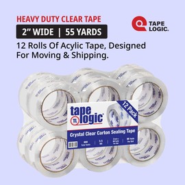 Tape Logic Heavy Duty Packing Tape 2 inch x 55 Yds, 3.5 Mil - 12 Rolls | Acrylic Clear Packaging Tape for Shipping Boxes, Moving, Home or Office Use
