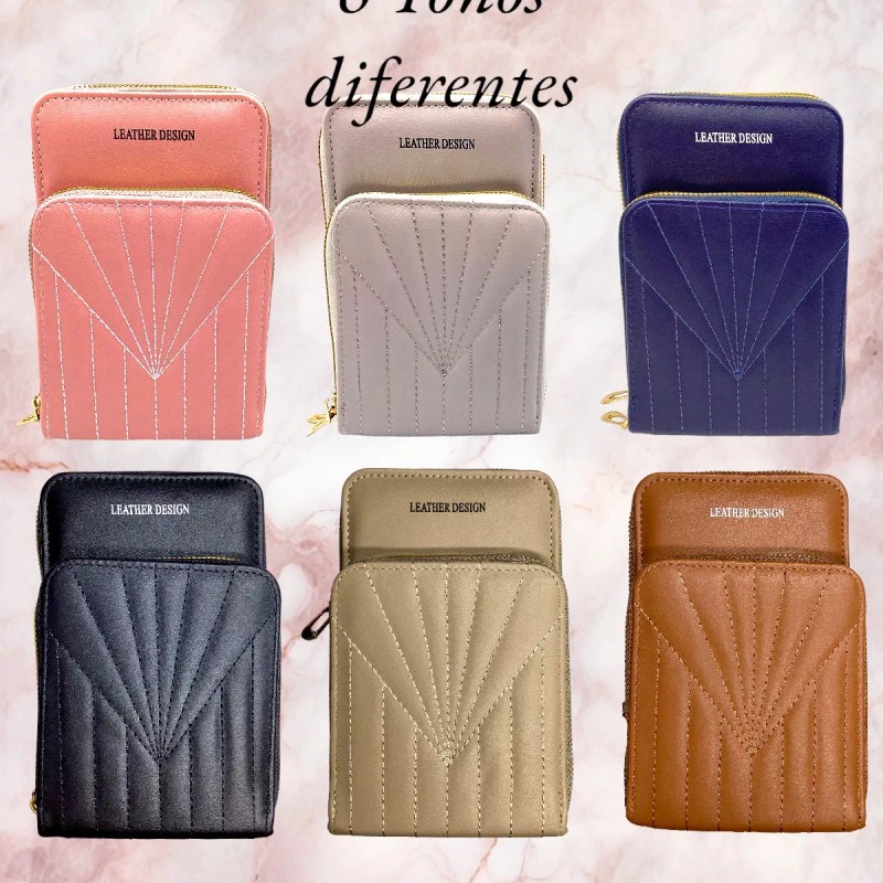 A4F-SOLUTIONS Cartera Mujer Porta Celular Correa Ajustable Con Cierres