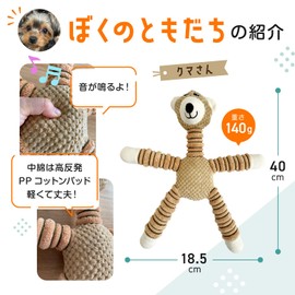 FOily TOily Dog Toy, Chewing Toy, Durable, Stuffed Animal for Dogs, Sounds, Brushing Teeth, Pulling, Small, Medium Dogs, Present, Gift (Bear)