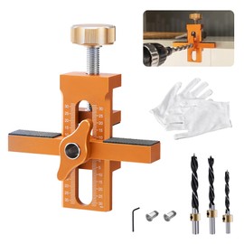 Cabinet Door Installation Positioner Set, with 3 Drills and Work Gloves, Aluminium Alloy Adjustable Cabinet Door Installation Positioner, Quick Assembly, Cabinet Woodworking Tools