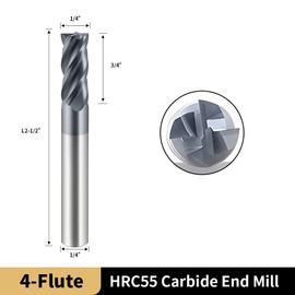 ZZBD-CT Carbide Square End Mills-4 Flute TiALSiN Coated,for Milling Alloy Steels, Hardened Steel, Metal etc.5 Pcs 1/4 inch