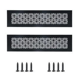 Geesatis 2Pcs Rectangle Shape Mesh Air Vent,Aluminium Alloy Vent Covers,Cabinet Shoe Cabinet Hardware Accessories Ventilation Cover, with Mounting Screws(Black,11.81 x 3.15 inch / 300 x 80 mm)