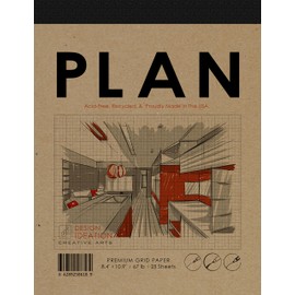Design Ideation Architectural Grid Paper Pad. Removable Sheet pad for Pencil, Ink, and Marker. Great for Art, Design and Education. (Jumbo 8.5" x 11") (1 Pad)