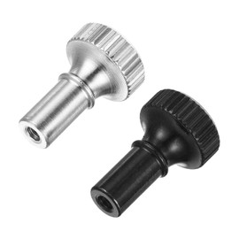 sourcing map 2Pcs Lamp Turn Knob On/Off Lamp Switch Replacement Brass Light Switch Knob Lamp Knob Lamp Switch Extension 19mm Length for Lamp Socket, Black, Silver