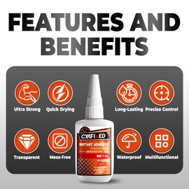 Metal Super Glue 56.8 Gram 2oz, Clear Instant Thick Heavy Duty CA Glue Liquid for Metal Crafts Stainless Steel Aluminum, Strong Multifunctional Cyanoacrylate Adhesive for Glass Ceramic Plastic Wood