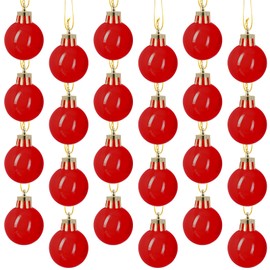 24 Pcs 1.57 inches Red Christmas Ball Christmas Tree Ornaments Christmas Tree Pendants Xmas Shiny Balls Baubles Set Christmas for Christmas Tree Hanging Wreath Garland Decorations（Red）