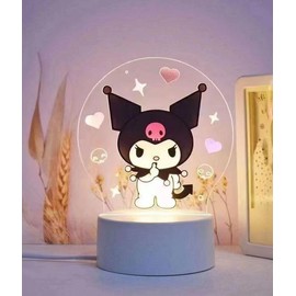 Cute Night Light Anime Character lamp 7 Colors LED Acrylic Night Lights Lovely Room Decor Stuff Rechargeable Desk Lamp for Girls Kids Artwork Decor Shelf Ornament Bedside Lamp (Kurom.1)