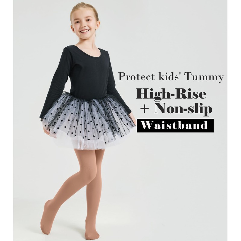 CozyWow 3 Pairs Girls Opaque Tights for Dance/Ballet/School, Daily Soft