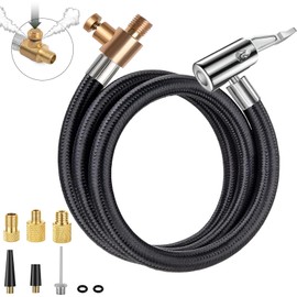 AULKZIOV 20 Inch Tire Inflator Hose Adapter, Car Air Hose Self-Locking Air Chuck w/Tire Schrader Valve Fine Thread & Presta Valve Adapter, Quick Connect & Release for Pump Air Compressor Attachments