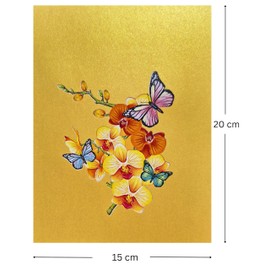 Card Mavens Yellow Orchid Floral 3D Pop Up Birthday Cards for Women Grandmother Mother's Day Daughter Aunt Girlfriend Sister in Law Anniversary Card for Wife Birthday Cards Retirement Pop Up
