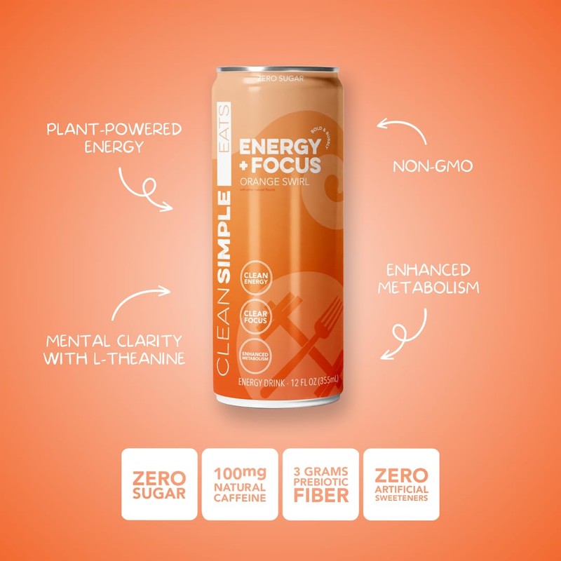 Clean Simple Eats Energy + Focus Drink, Energy Drink With