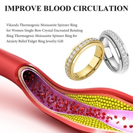 choice of all 2/4Pcs Moissanite Rings for Women Vikanda Thermogenic Spinner Ring Magnetic Zircon Shaping Ring Cross Full Moissanite Rhinestones Ring Threanic Triple-Spin Rings (No. 7)