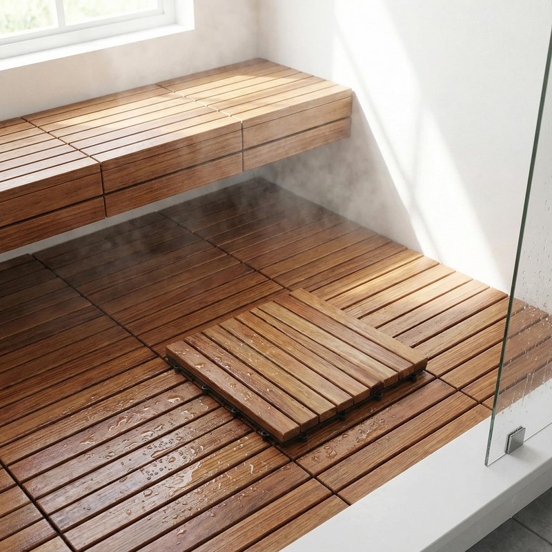 Bare Decor EZ-Floor in Solid Teak Wood, 1 Tile ONLY,