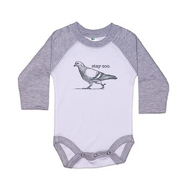 Gifts For Baby/Stay Coo/Funny Newborn Onesie/Pigeon Bodysuit/Bird Romper (GREY RAGLAN, 6-12M)
