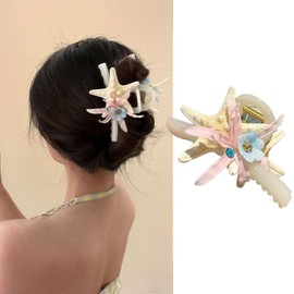 Cute Hair Clips Starfish Flower Hair Claw Clips Summer Hair Accessories Non Slip Medium Acrylic Hair Clip Beach Starfish Design Fashion Hair Clamps Wedding Party Hair Styling Decoration for Women 1Pcs