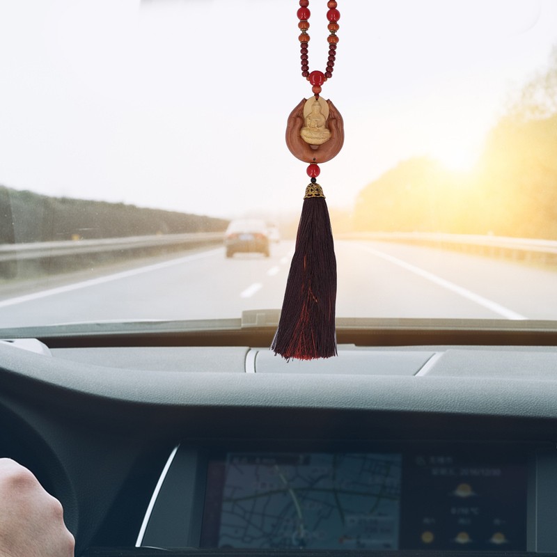 Buddha Car Pendant Peach Wood Exquisite Carving Mind Purification Wealth