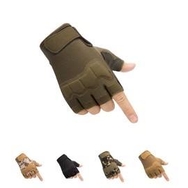 HYCOPROT Tactical Half Finger Gloves, Outdoor, Military, Motorcycle, Tactical Gloves, Lightweight, Breathable Sports Gloves for Bicycle, Airsoft, Paintball, Hiking, Rock Climbing (Green, Large)