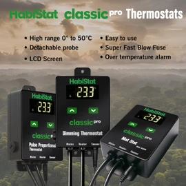 HabiStat Classic Pro Pulse Proportional Reptile Thermostat, Black 450 Watt. Precise Temperature Controller For Terrarium And Vivarium. Thermometers For Turtle, Pet Snake, Bearded Dragon and Tortoise