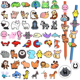 50PCS Pencil Toppers Cute Animals Pencil Charms Decoration Bulk Sea Animals Pen Charms PVC Pen Toppers DIY Cat and Dog Pencils Clips Accessories for Classroom Students gifts Party Awards