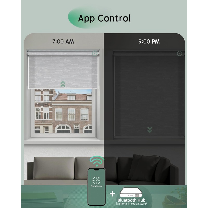 Motorized Blinds App Control, Jacquard White, 32" W x 72"