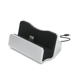 AXYO USB-C Charging Cradle Charger Stand Desktop Holder Output 5V2A Type C Charging Data Sync Holder for Devices with USB Type C Port (Silver)