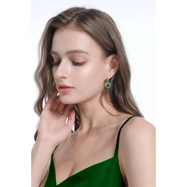 GZWHD Love Heart Green Emerald Earrings for Women Valentine's Day Mother's Day Christmas Birthday Birthstone Gifts for Friends Mother Wife