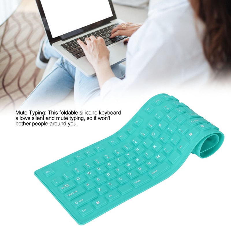 Foldable Silicone Keyboard 108 Keys Silicone Foldable USB Wired Waterproof