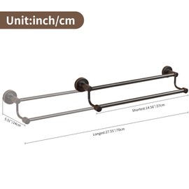 BigBig Home Bronze Double Towel Bar, Oil Rubbed Towel Holder Adjustable 15 to 28 Inch, Rustic SUS 304 Stainless Steel Towel Rack for Bathroom Wall Mounted Farmhouse ORB