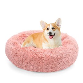 NOYAL Calming Dog Bed Donut Anti Anxiety Fluffy Dog Bed for Small Medium Dog and Cat