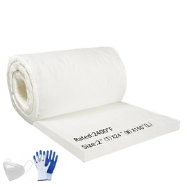 Deouss Ceramic Fiber Insulation Blanket - 8# 2400F - 2" x 24" x 150" - High Temperature Insulation Baffles for Wood Stove Forge Furnace Chimney Boiler Pizza Oven Kiln Fireplace - Dishwasher Blanket