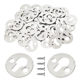 bociloy 50Pcs Round 1 Inch Mortise Type Metal Keyhole Hangers, Silver Shelf Brackets for Photo Picture Frame Hanging with Screws