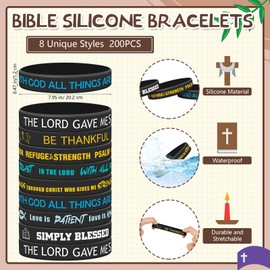 Ecation 48 Pcs Bible Verse Bracelets Bulk Scripture Bracelets Silicone Spiritual Inspirational Bracelets Faith Religious Bracelets Rubber Wristbands Christian Gifts for Teens Adults (Dark Color)