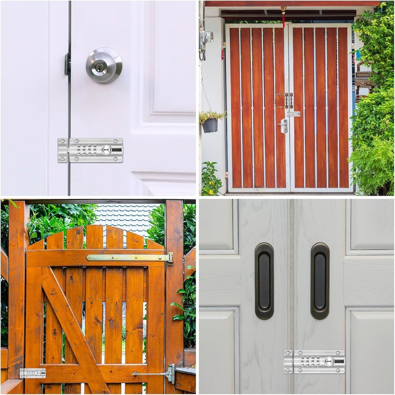 2Pcs Combination Locking Bolt, Heavy Duty Gate Bolt with Screws,