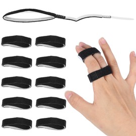 Tyqour 10 Pack Hook and Loop Finger Wrap, Washable and Reusable Buddy Straps for Fingers, Buddy Tape Finger Straps, Finger Buddy Straps for Injured Finger Support (Black)