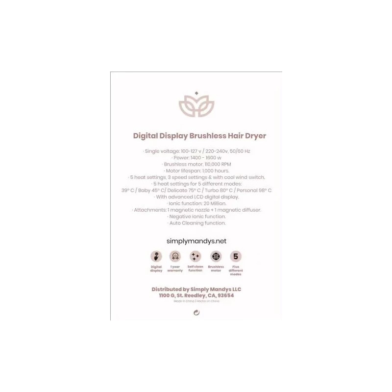 Simply Mandys Digital Brushless Hair Dryer