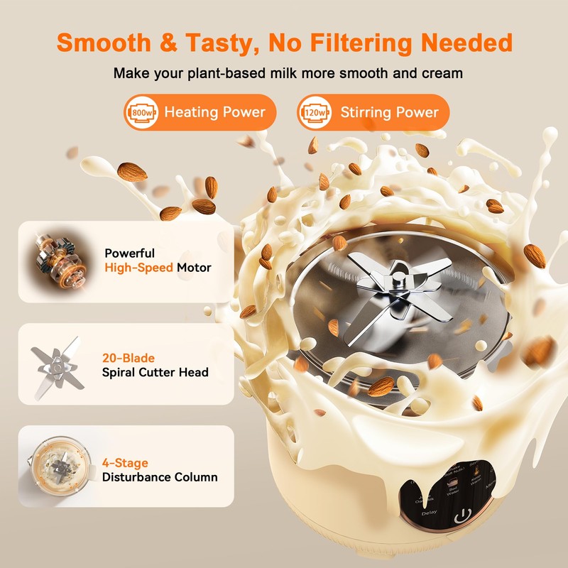 50oz Nut Milk Maker, 10 in 1 Automatic Nut Milk