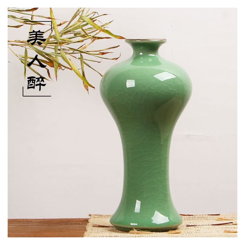 Celadon Porcelain Vase,Jade Green Big-Head Flower Vase,龙泉青瓷花瓶 (Plum Green(Hacking Pieces))