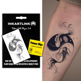 INKARTLINK Semi Permanent Tattoo, creative marine animal party tattoo, exquisite and realistic design, interesting tattoo experience, cruelty-free, non-reflective, waterproof (Yin and Yang koi)