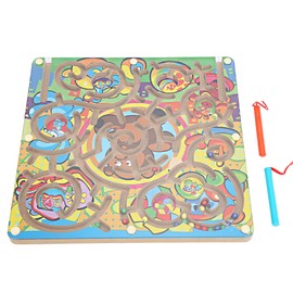 Magnetic Maze Game Puzzle Board Games Children Kid Toddler Educational Wooden ToyCartoon Animal Maze