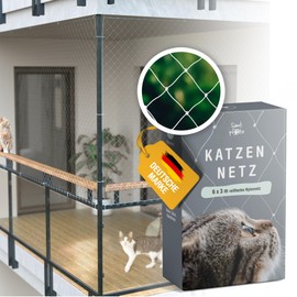 Samtpfote® Cat Net for Balconies and Windows, 6 x 3 m, Transparent and Tear-Resistant Robust and Durable Cat Protection Net with Mounting Material